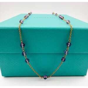 RARE Tiffany 18K Rose Gold Amethyst Garden Bead Necklace 24" Faceted 5.2g